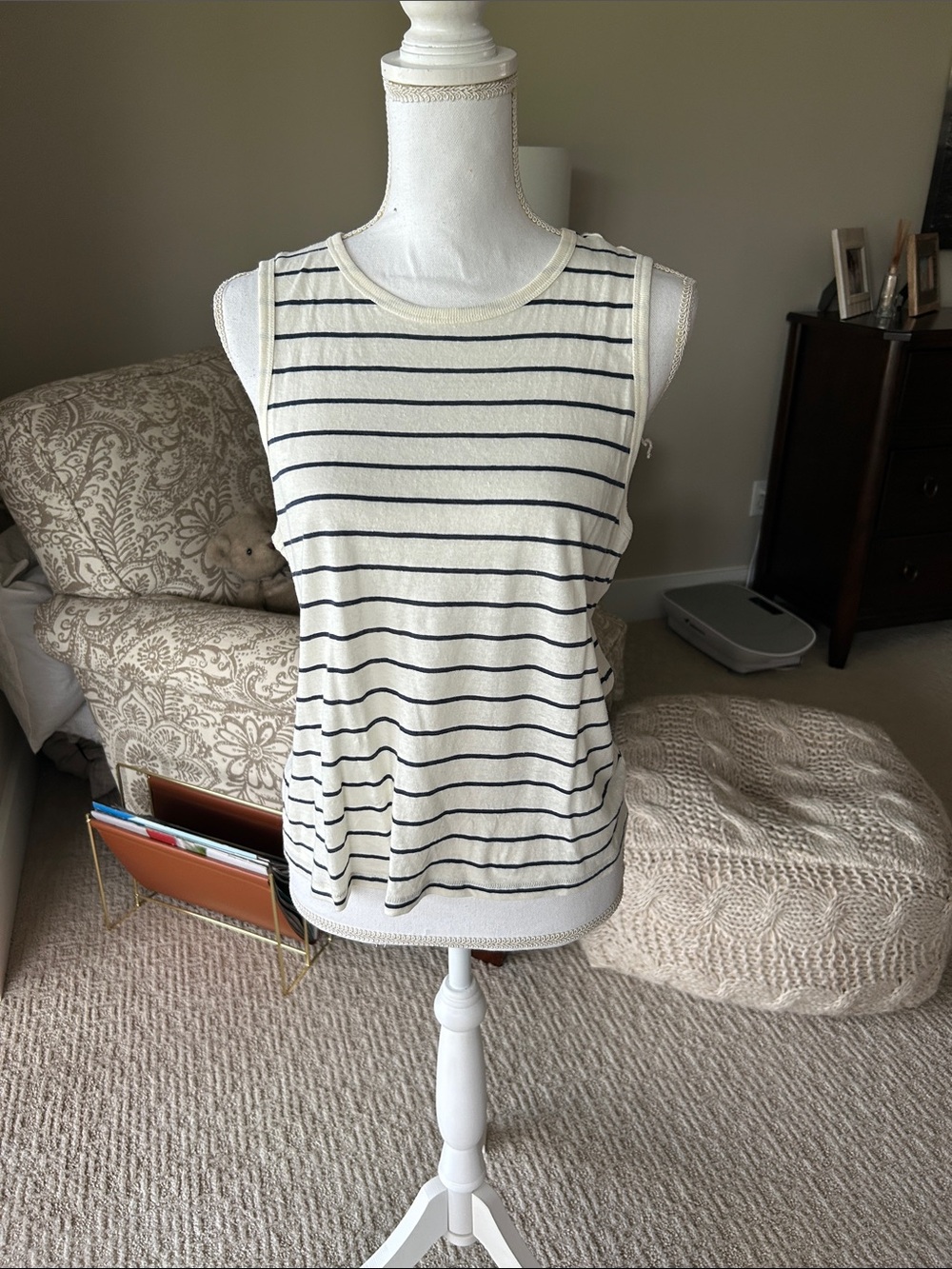 Marine Layer Ivory Tank Top with Navy Stripes